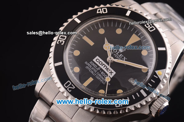 Rolex Submariner Comex Swiss ETA 2836 Automatic Steel Case and Strap with Black Dial - Click Image to Close